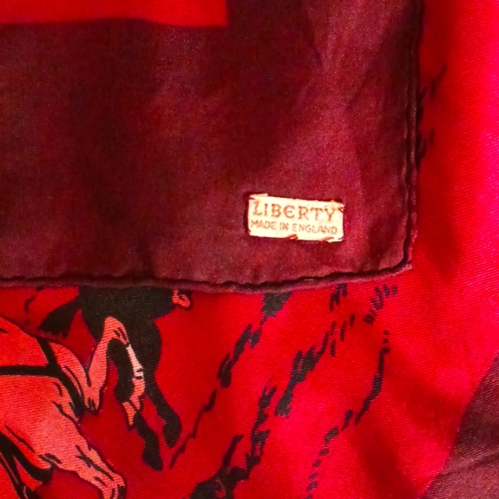 VTG 40s Liberty of London silk scarf Horses Polo EUC